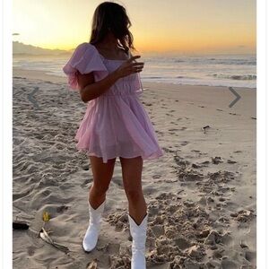 Pink Ruffled Mini Dress